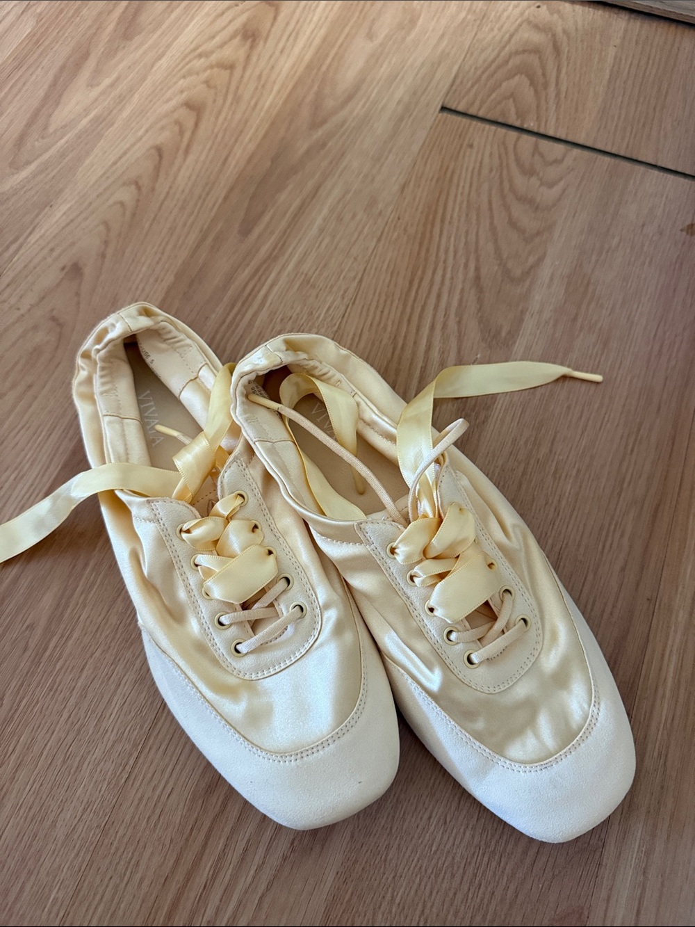 Satin Ribbon Lace-Up Sneakers - Cream